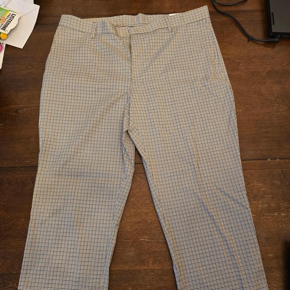 Tommy Hilfiger blue and brown checkered trousers